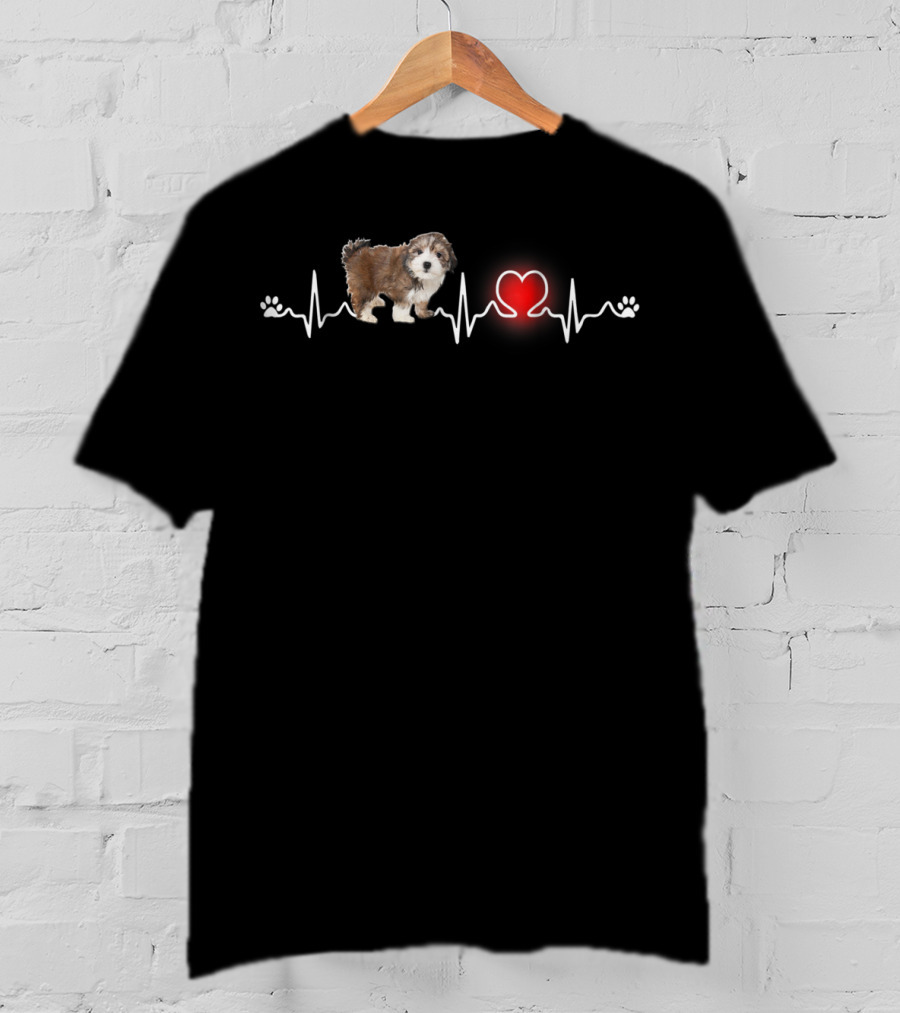 Morkie Heartbeat With Paw Print For Women T-Shirt