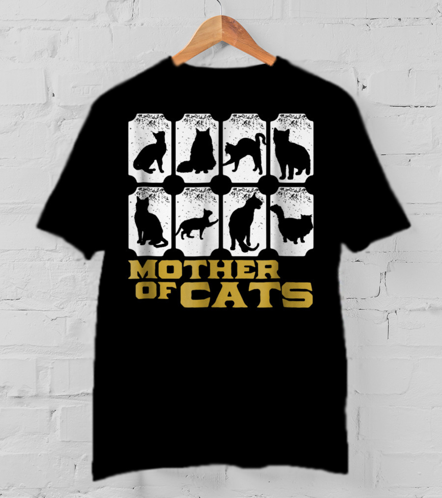 Mother Of Cats Vintage For Kitty And Kitten Lover90 Silhouette Collection T-Shirt