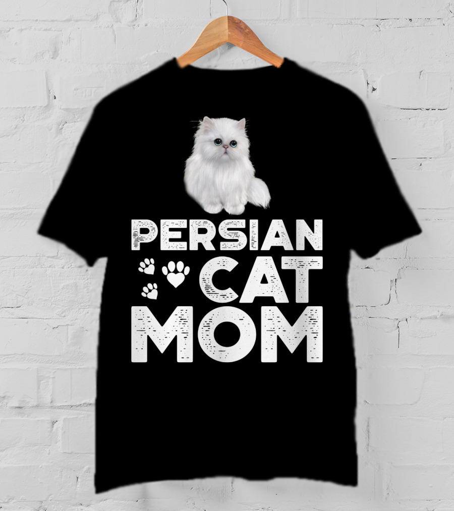 Persian Cat Mom With Paw And Heart Design For Female Cat Owners T-Shirt