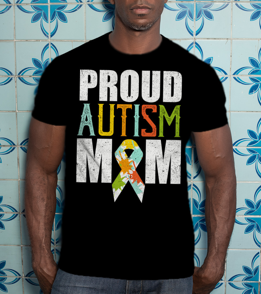 Proud Autism Mom Multicolor Awareness T-Shirt