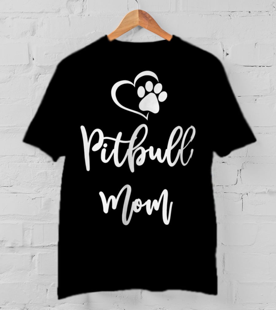 Pitbull Mom Paw Heart T-Shirt