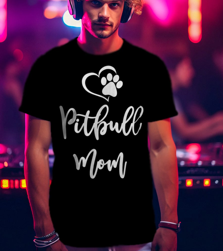 Pitbull Mom Paw Heart T-Shirt