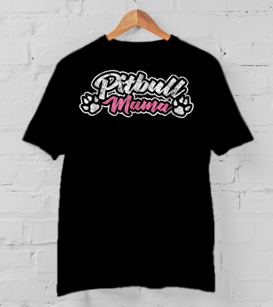 Pitbull Mama Paw Print Dog Lover Mom T-Shirt