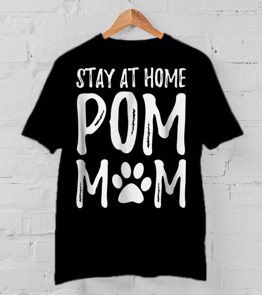 Stay At Home Pom Mom Pomeranian Paw Prints T-Shirt