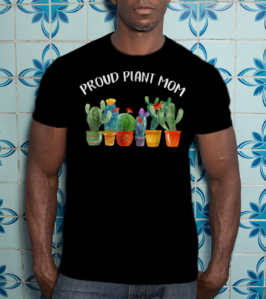 Proud Plant Mom Multicolored Cactus Collection T-Shirt