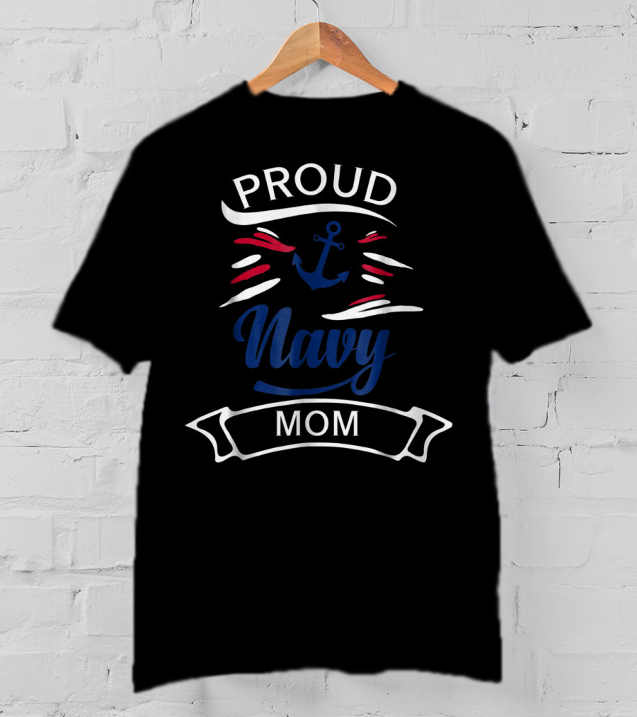 Proud Navy Mom Anchor T-Shirt