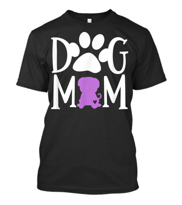 DOG MOM Paw Print Pug Silhouette Heart Dark92 T-Shirt