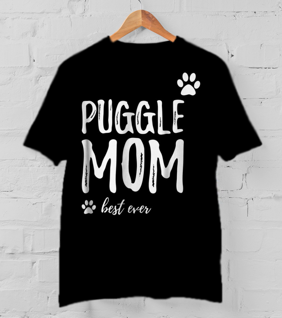 Puggle Mom Best Ever Dog Lover Paw Prints T-Shirt