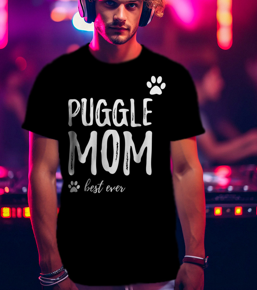 Puggle Mom Best Ever Dog Lover Paw Prints T-Shirt
