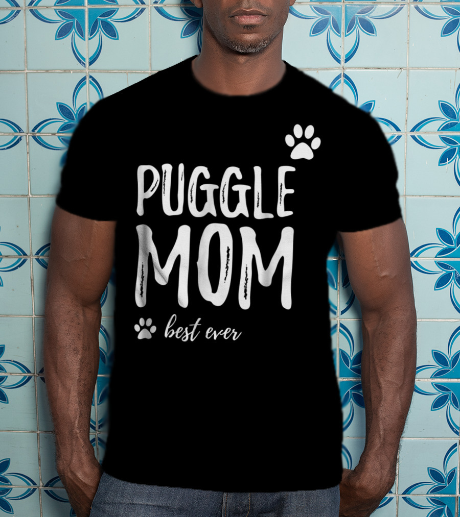 Puggle Mom Best Ever Dog Lover Paw Prints T-Shirt