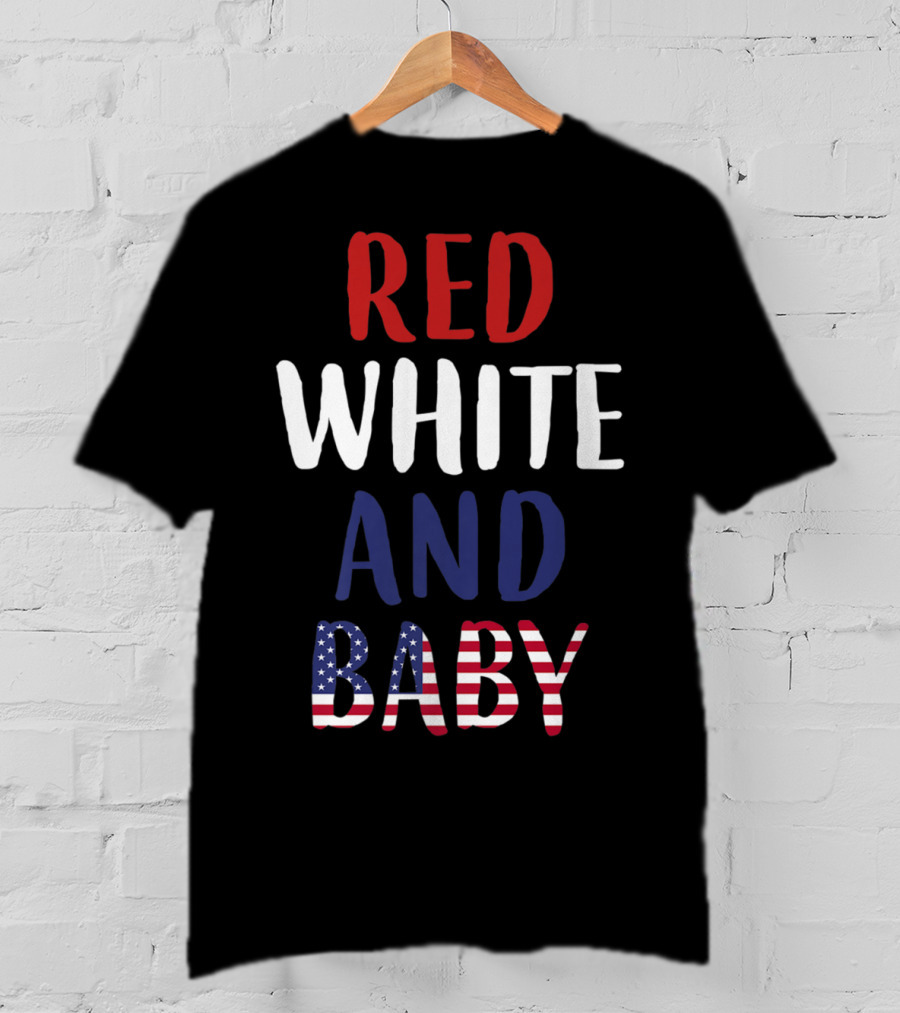 Red White And Baby American Flag Pregnancy Announcement T-Shirt