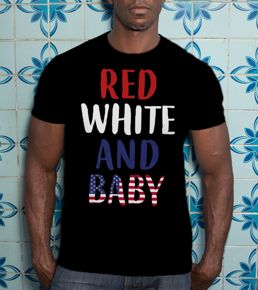 Red White And Baby American Flag Pregnancy Announcement T-Shirt