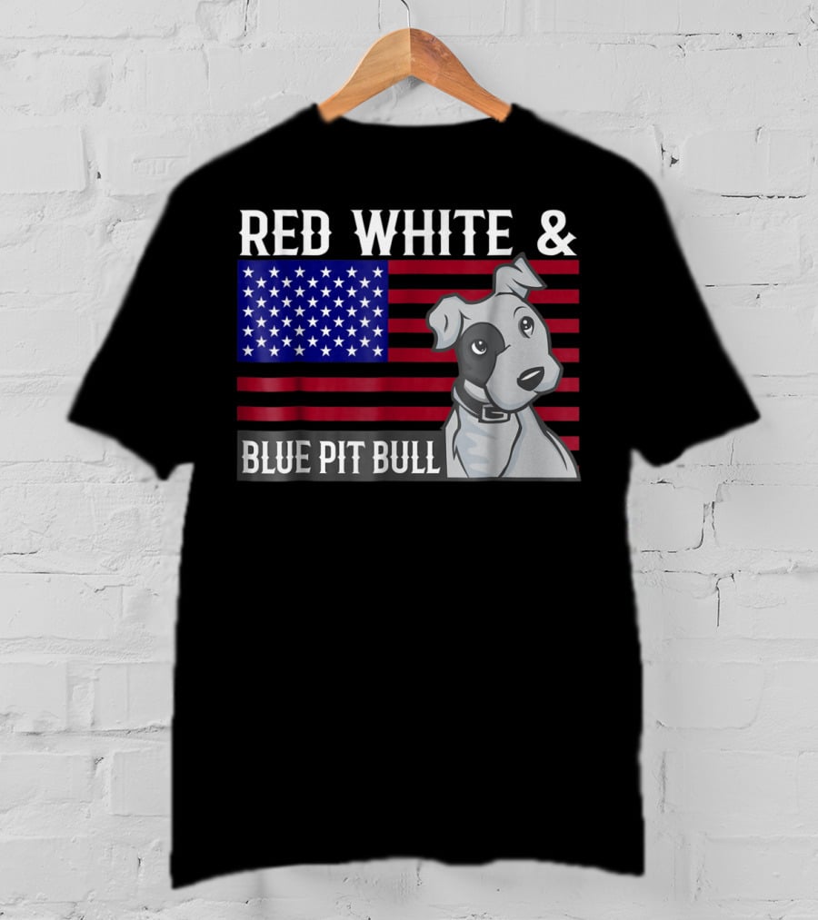 Red White Blue Pit Bull American Flag T-Shirt
