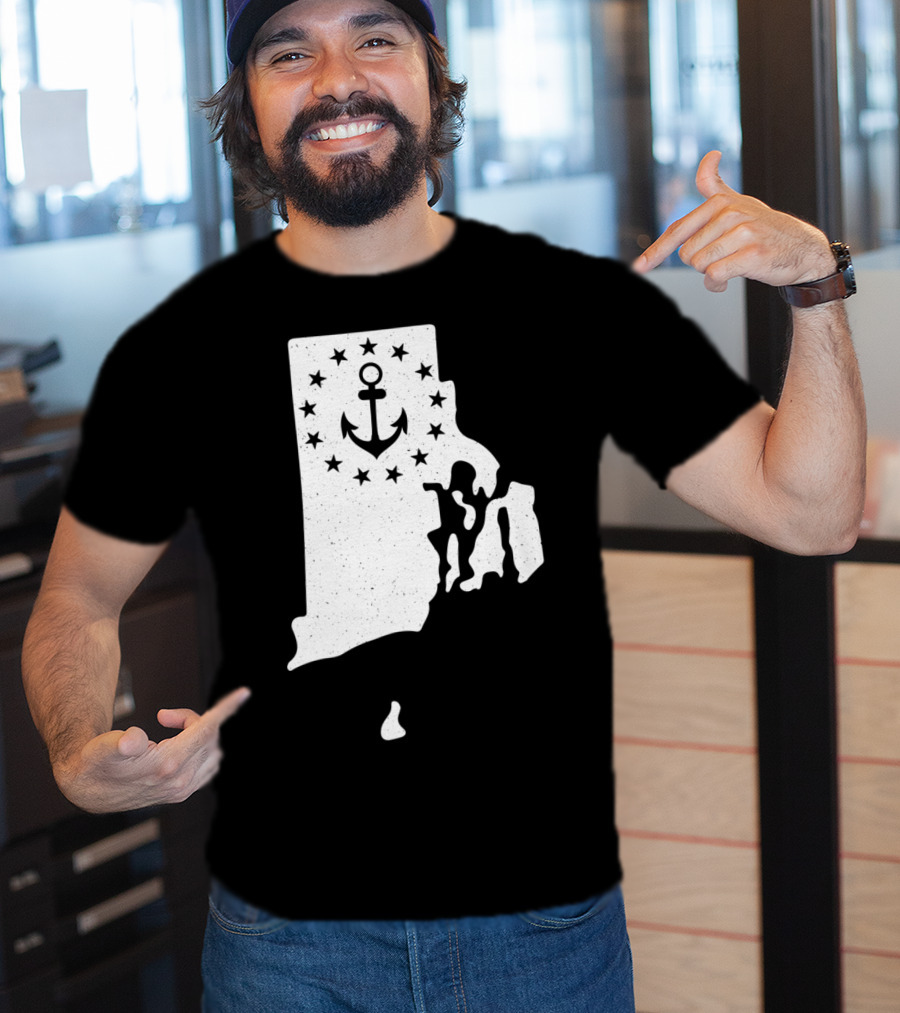 Rhode Island Anchor Independence With Stars T-Shirt