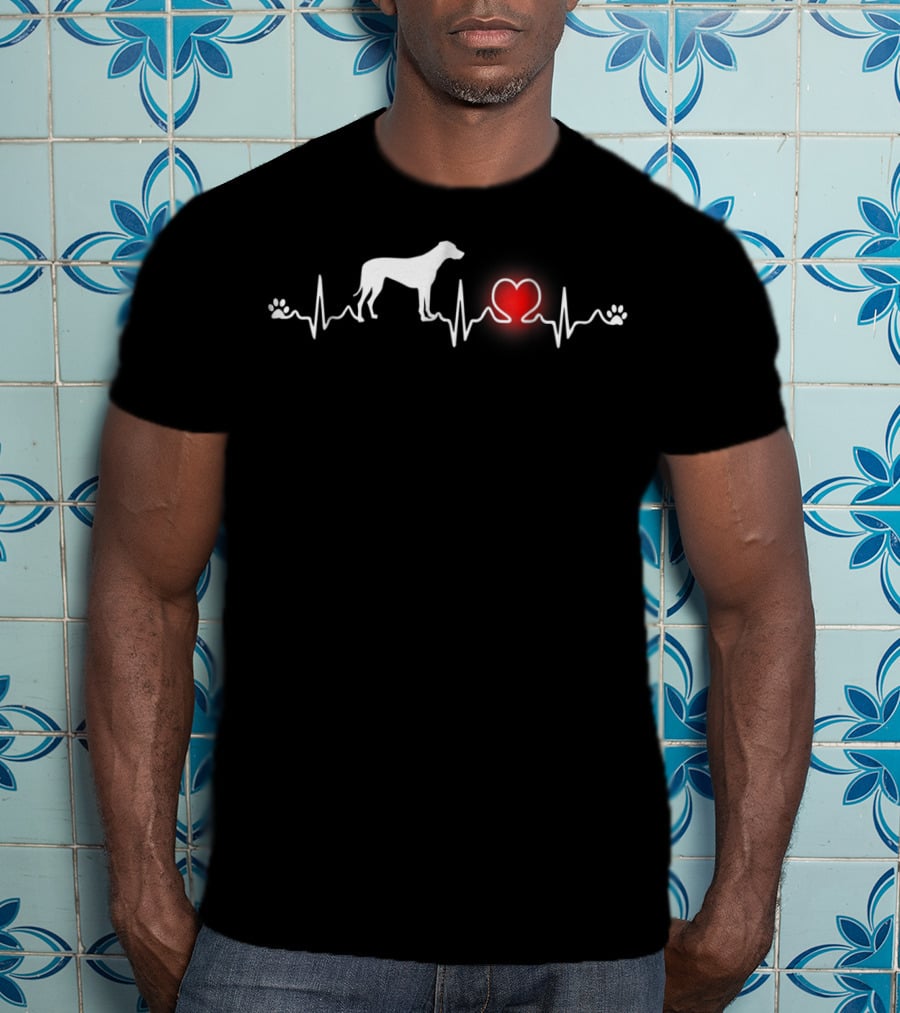 Rhodesian Ridgeback Heartbeat Paw Print Love T-Shirt