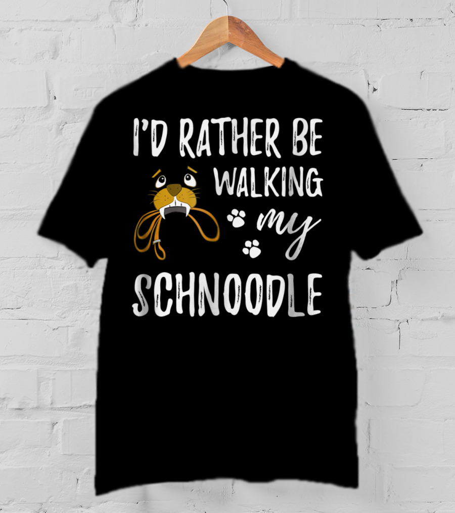I'd Rather Be Walking My Schnoodle Dog Mom Paw Prints T-Shirt