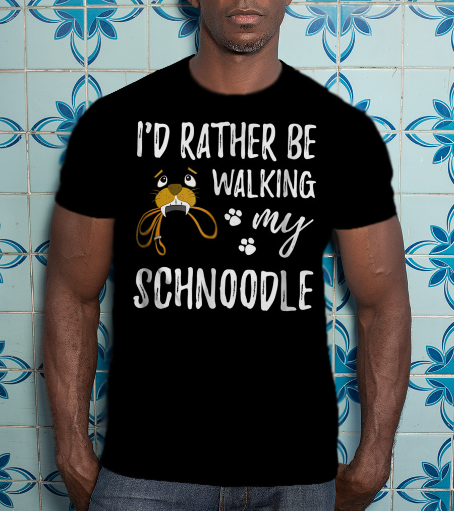 I'd Rather Be Walking My Schnoodle Dog Mom Paw Prints T-Shirt