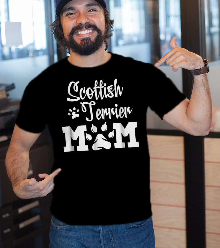 Scottish Terrier Mom Paw Print T-Shirt