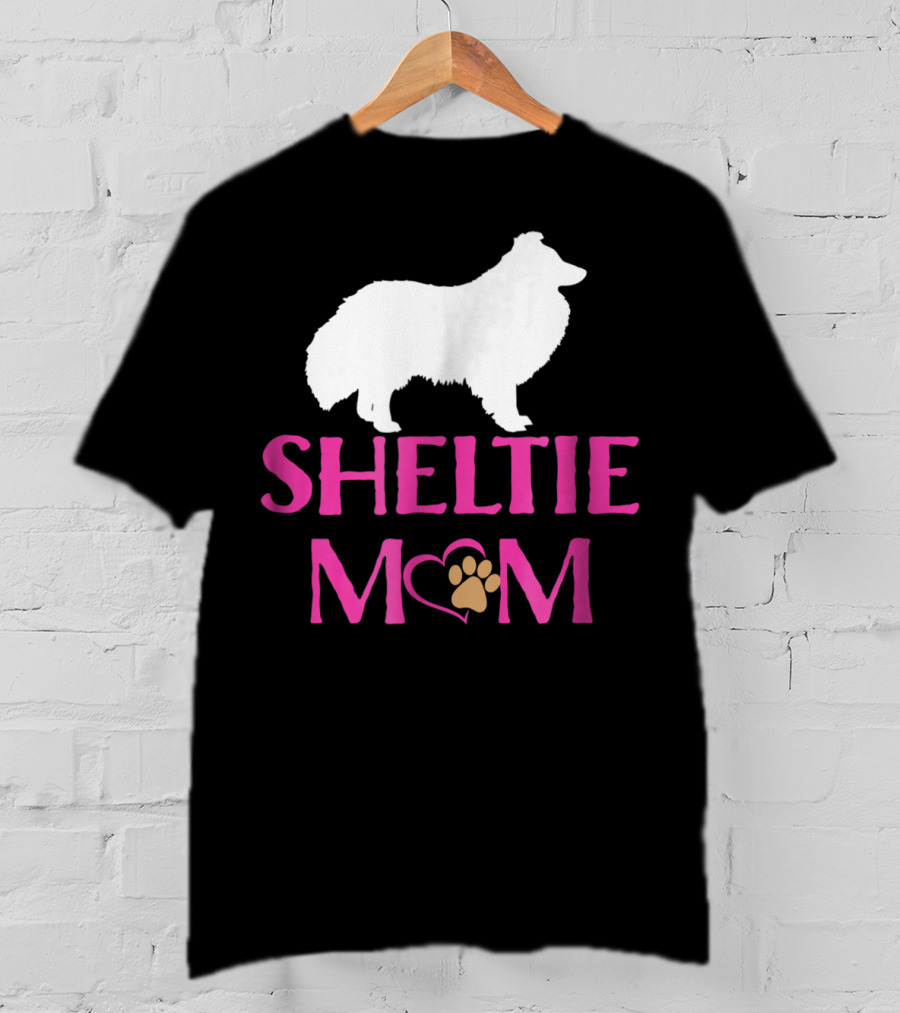 Sheltie Mom With Heart And Paw Prints T-Shirt