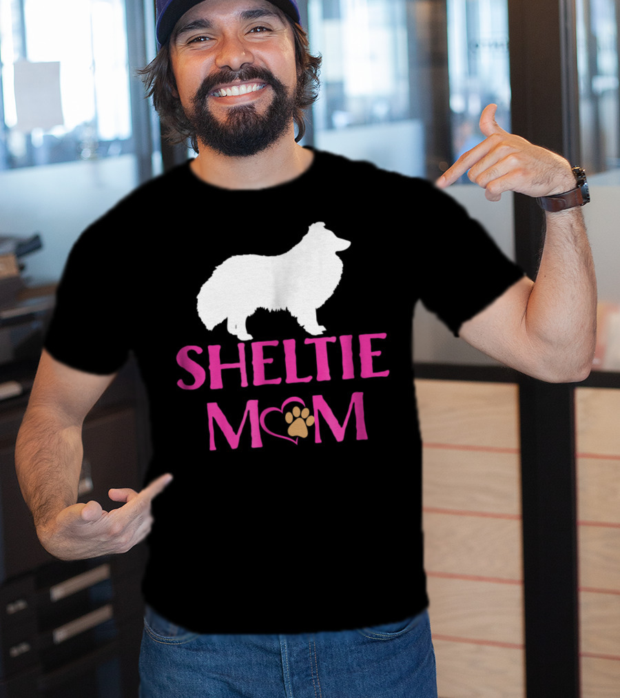 Sheltie Mom With Heart And Paw Prints T-Shirt