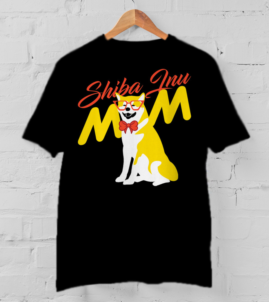 Shiba Inu Mom With Glasses And Bow Tie T-Shirt