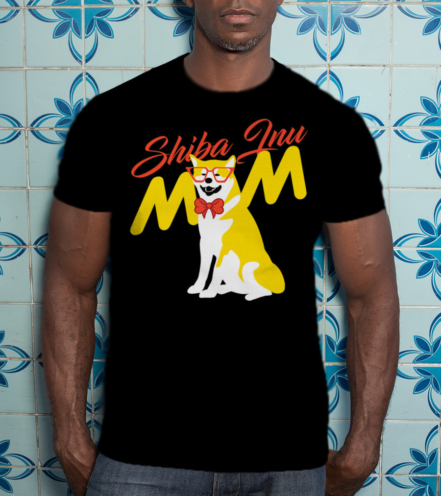 Shiba Inu Mom With Glasses And Bow Tie T-Shirt