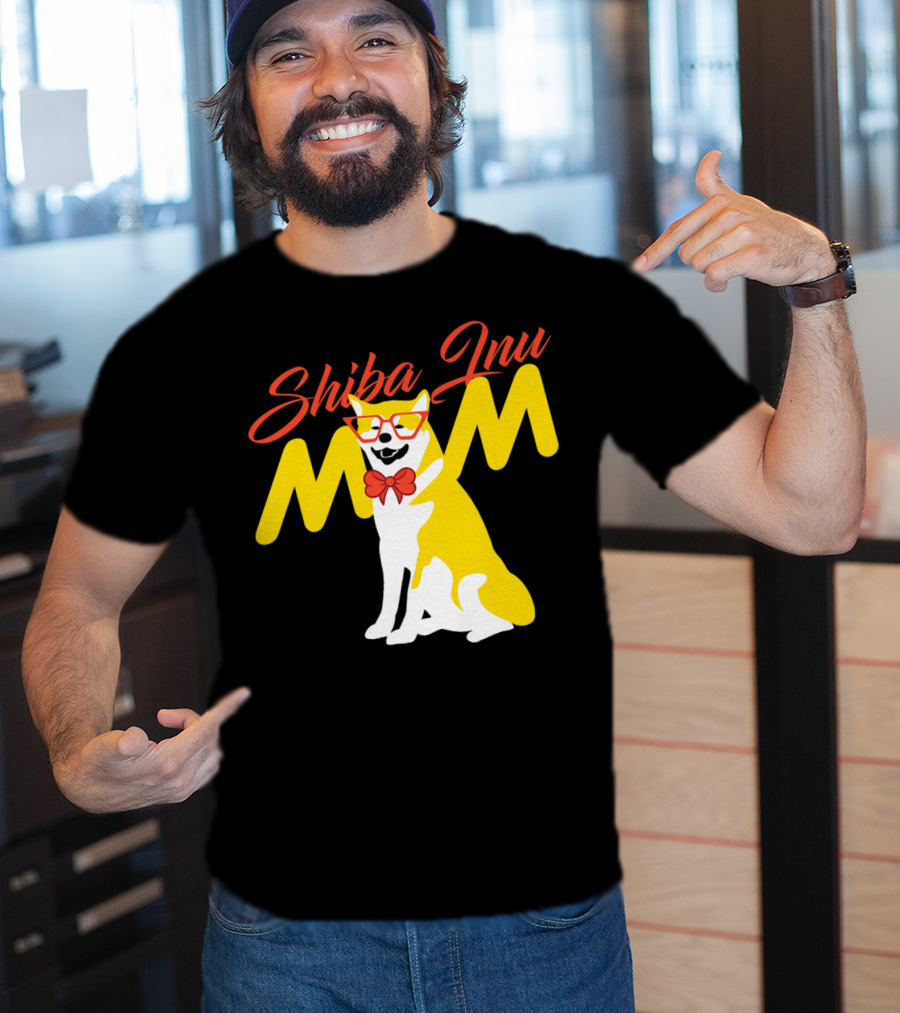 Shiba Inu Mom With Glasses And Bow Tie T-Shirt