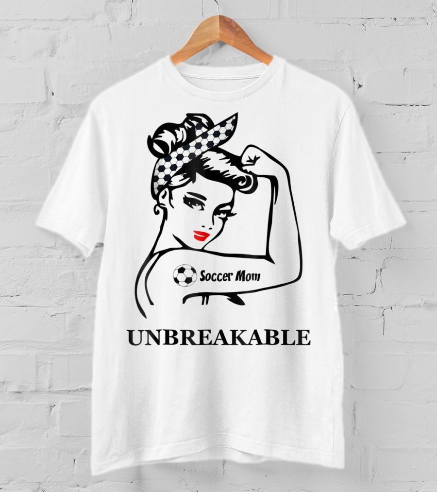 Unbreakable Soccer Mom With Soccer Ball Headscarf And Tattoo T-Shirt