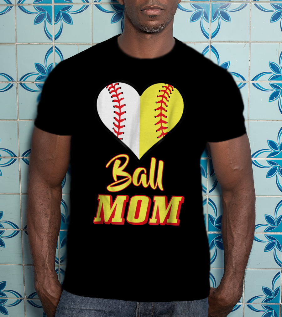 Ball Mom Softball Baseball Heart T-Shirt