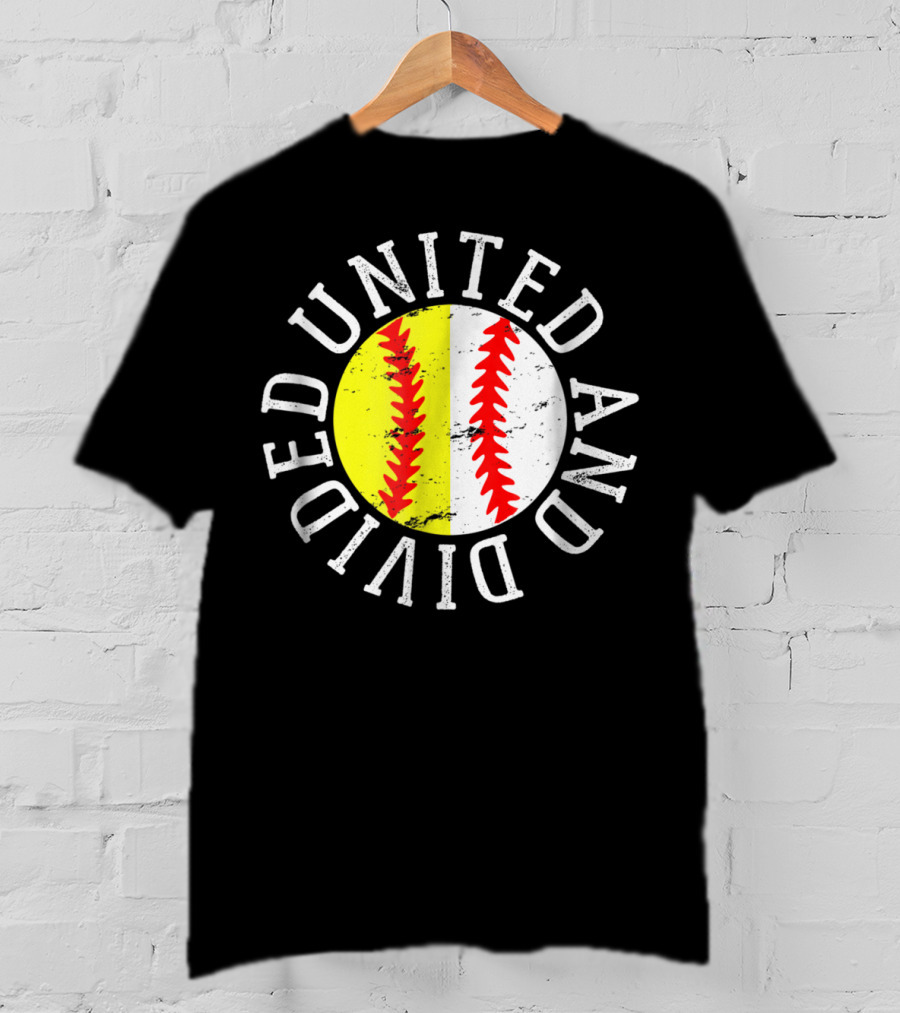 Softball Baseball United And Divided Cool Cute Son Daughter T-Shirt