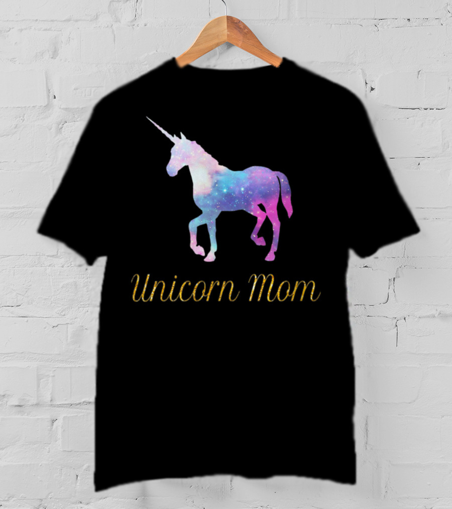 Unicorn Mom Sparkly Galaxy Birthday Party T-Shirt