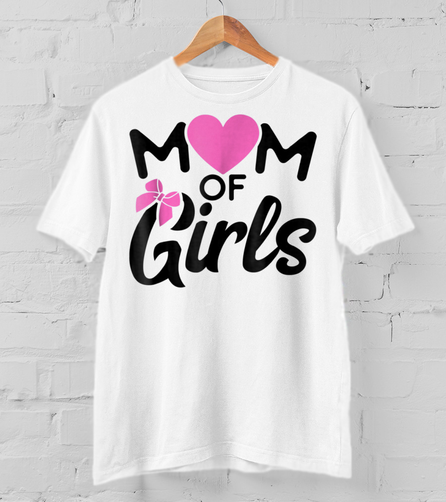 Mom Of Girls Heart And Bow T-Shirt