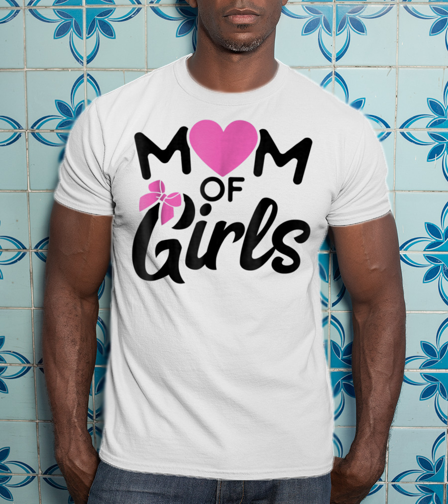 Mom Of Girls Heart And Bow T-Shirt