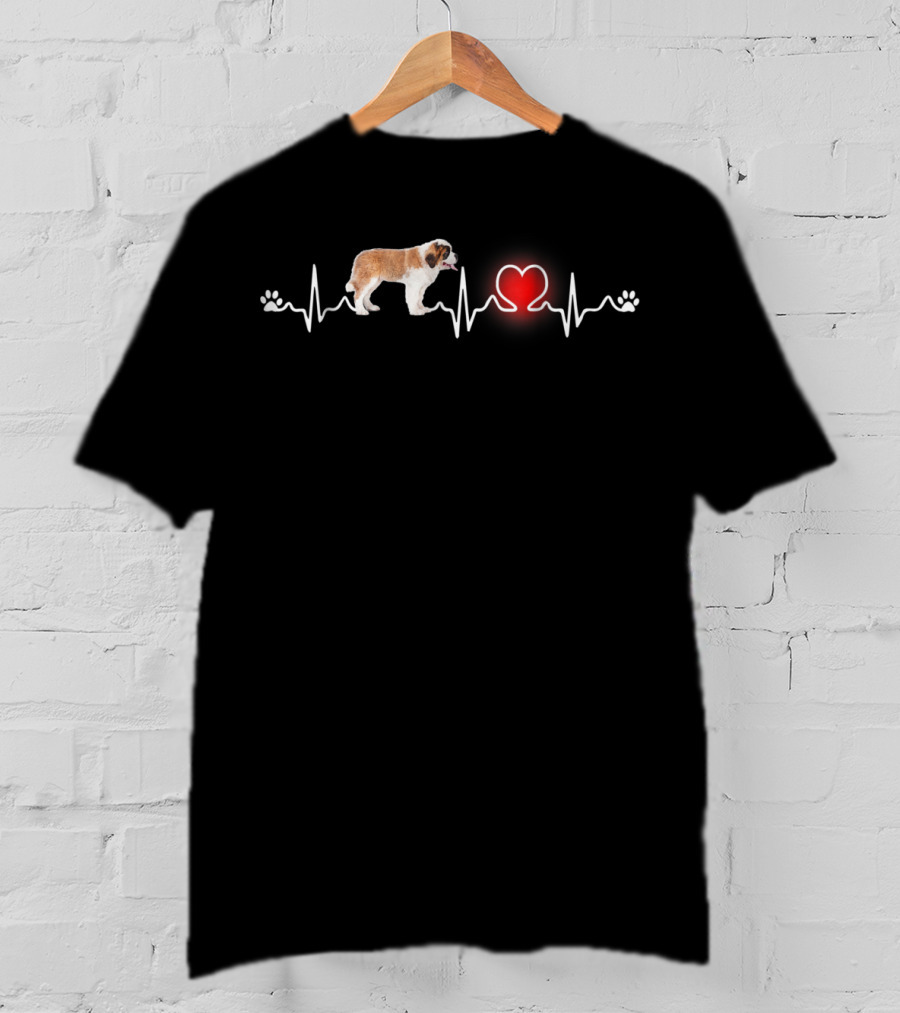 St Bernard Heartbeat Pawprint Women T-Shirt