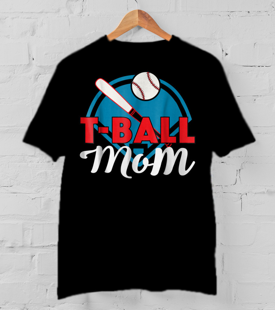 T-Ball Mom Baseball Bat And Home Plate T-Shirt