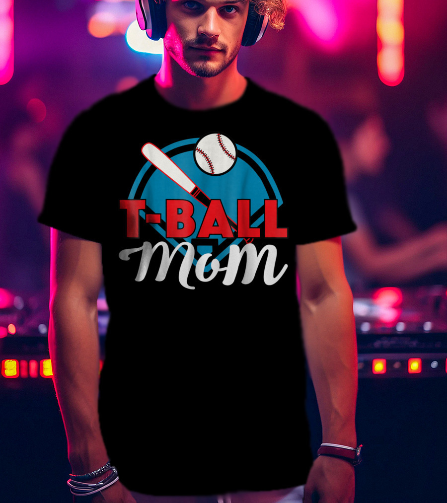 T-Ball Mom Baseball Bat And Home Plate T-Shirt