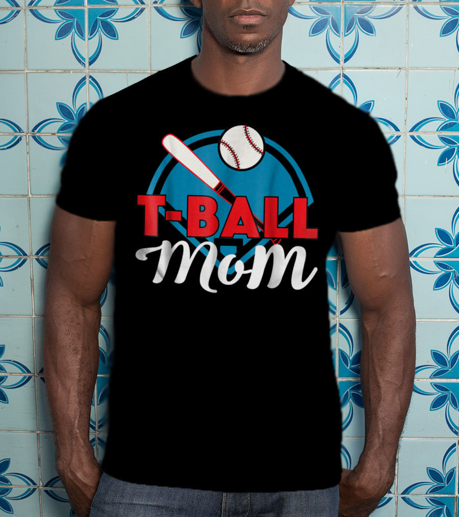 T-Ball Mom Baseball Bat And Home Plate T-Shirt