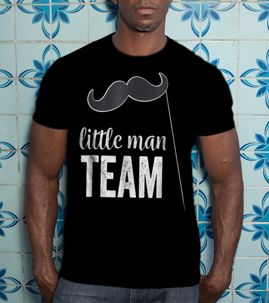 Little Man Team Mustache Gender Reveal Party T-Shirt