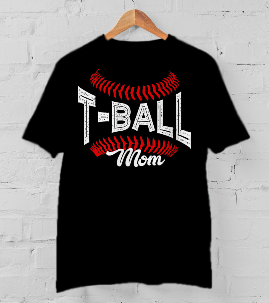 T-Ball Mom Baseball Stitching T-Shirt