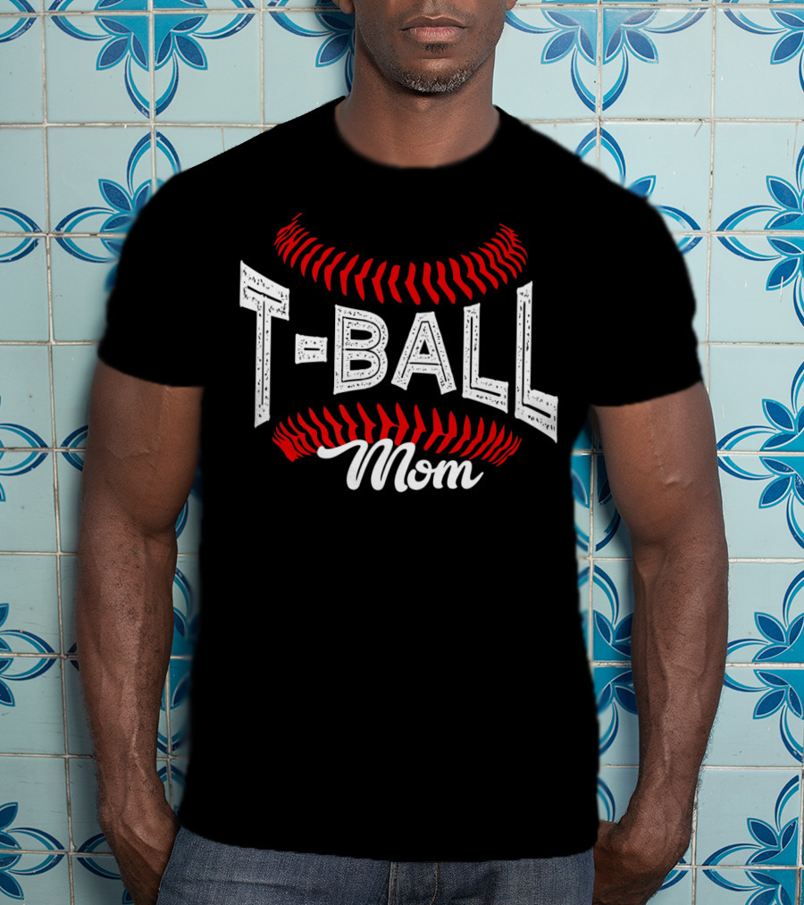 T-Ball Mom Baseball Stitching T-Shirt