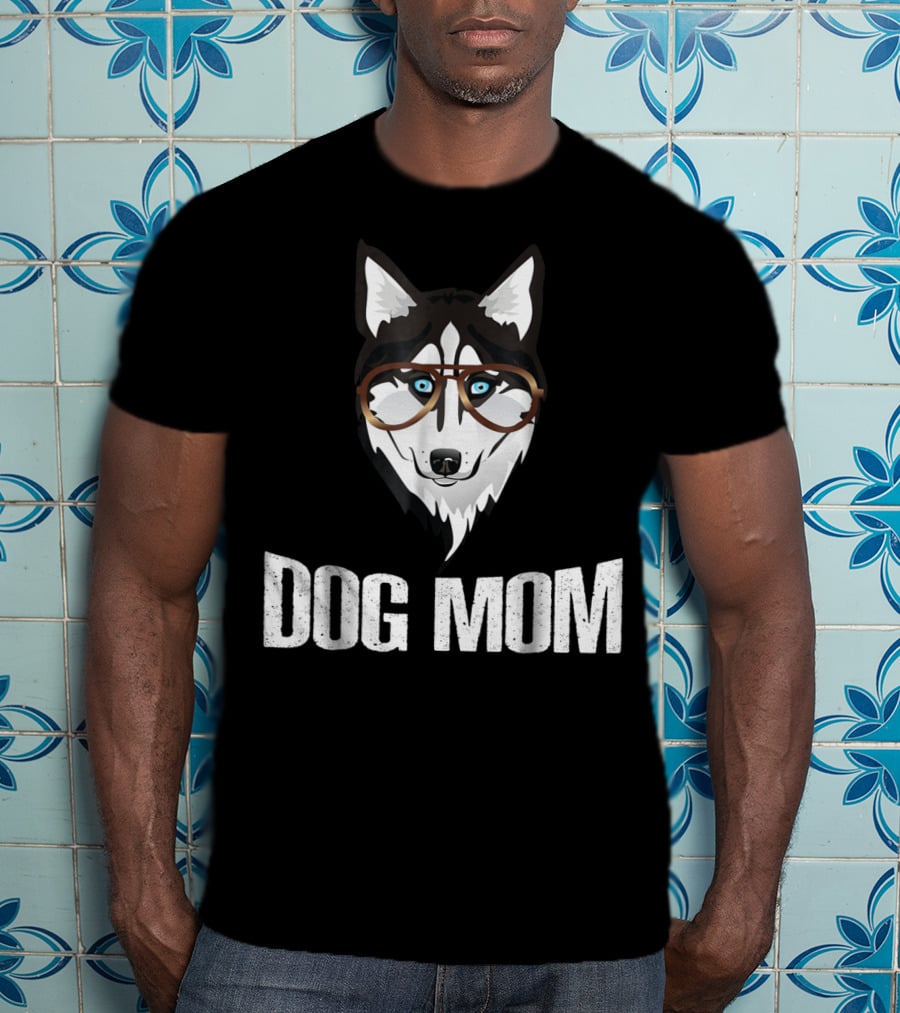 Dog Mom Funny Husky With Glasses T-Shirt