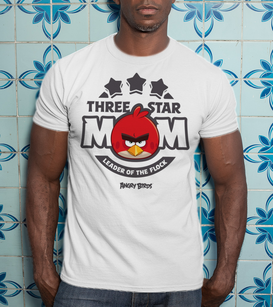Three Star Mom Leader Of The Flock Angry Birds T-Shirt