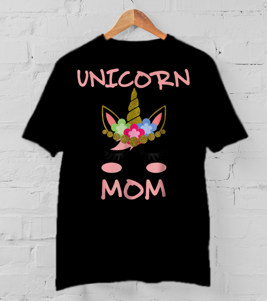 Unicorn Mom Glitter Floral Headband Funny Cute Unicorn T-Shirt