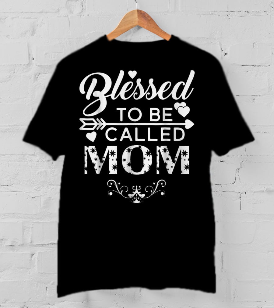 Blessed To Be Called Mom With Hearts And Arrow Motif T-Shirt
