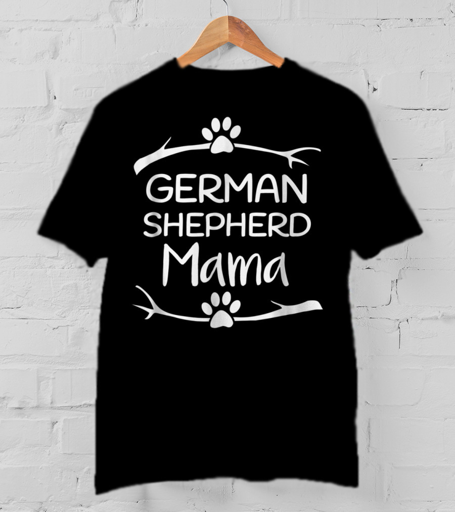 German Shepherd Mama German Shepherd Paw Print Mama T-Shirt