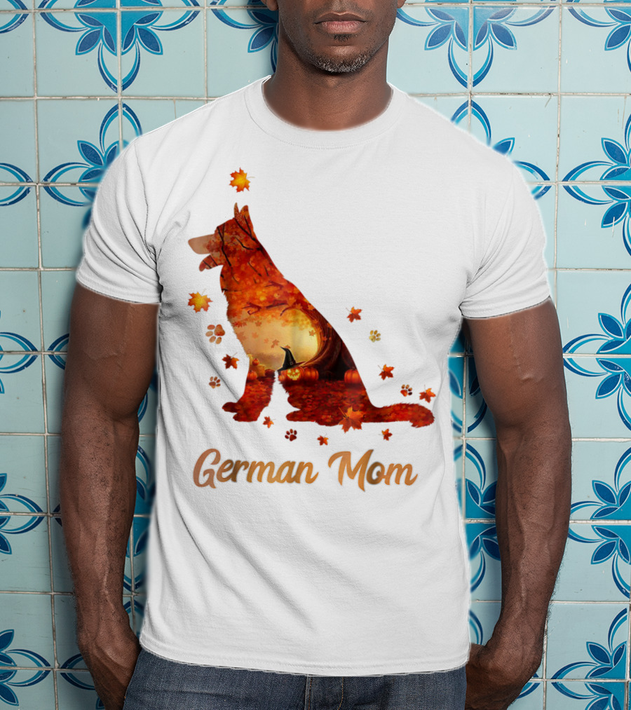 German Shepherd Mom Autumn Scene T-Shirt