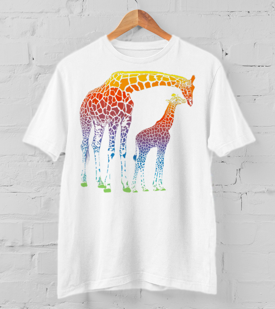 Giraffe Mom Baby Colorful Lovers T-Shirt
