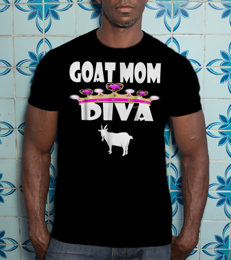 GOAT MOM DIVA Pink Crown Pet Goat Lover T-Shirt
