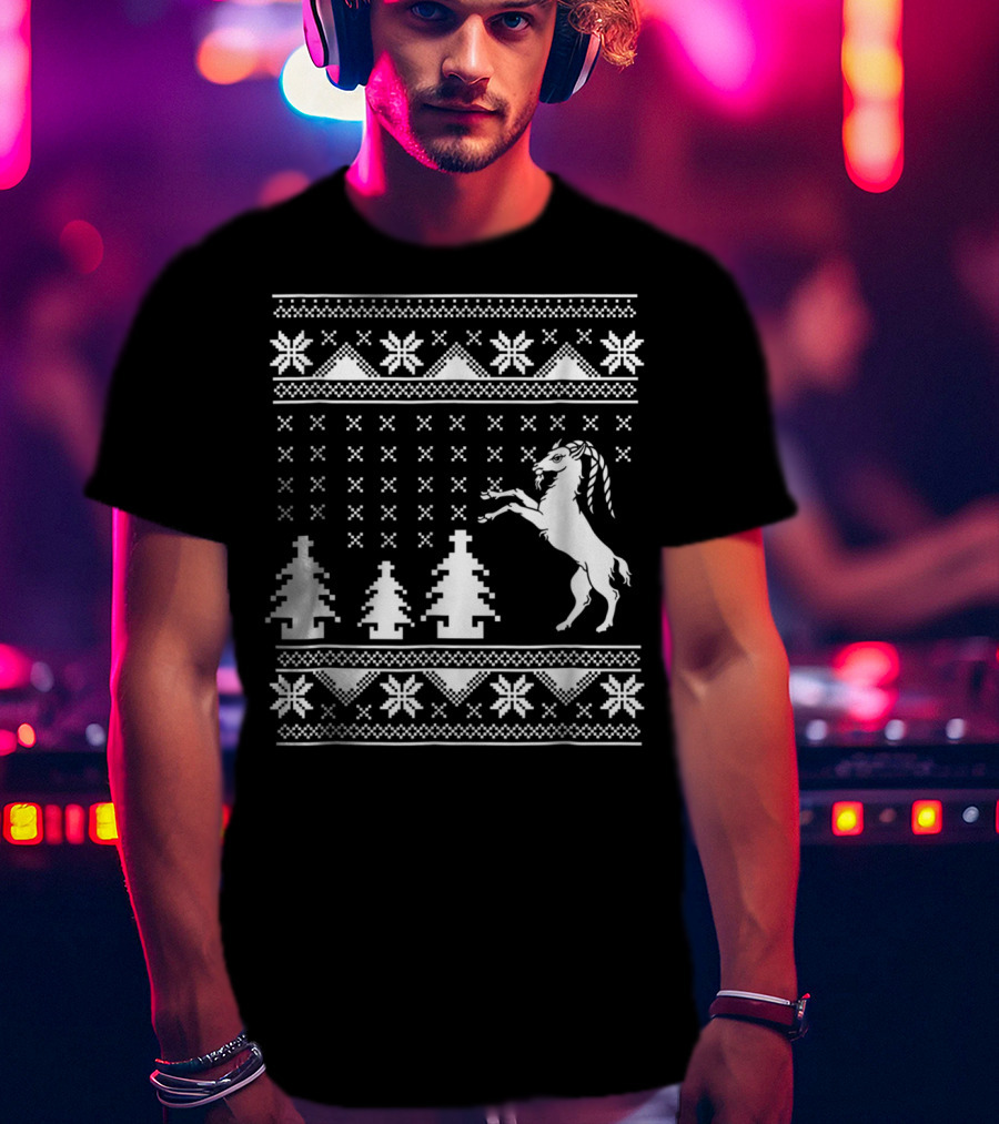 Goat Ugly Christmas Sweater Pattern For Goat Mom Lovers T-Shirt