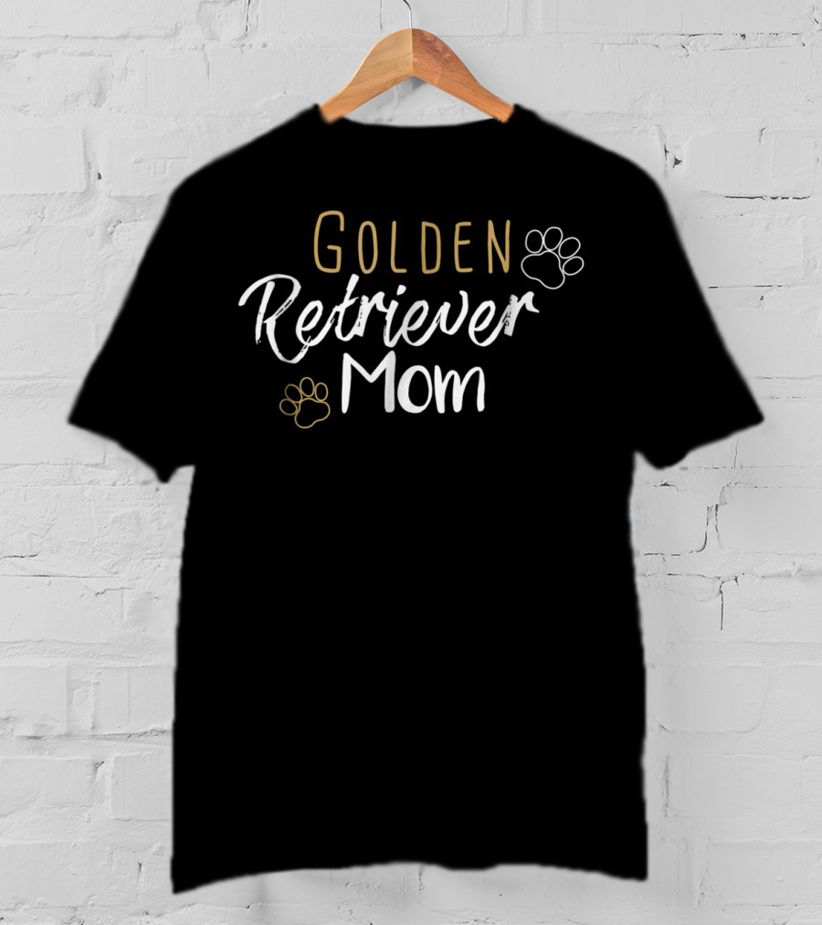 Golden Retriever Mom Funny Cute Dog Lover Paw Prints T-Shirt